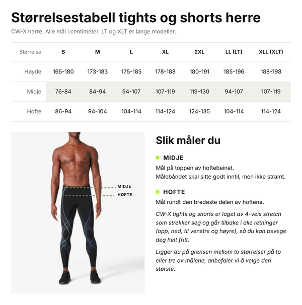 Størrelsestabell herre