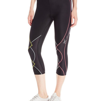 CW-X - Women's Expert 3/4 Compression Tight, Black/Yellow/Grey/Pink