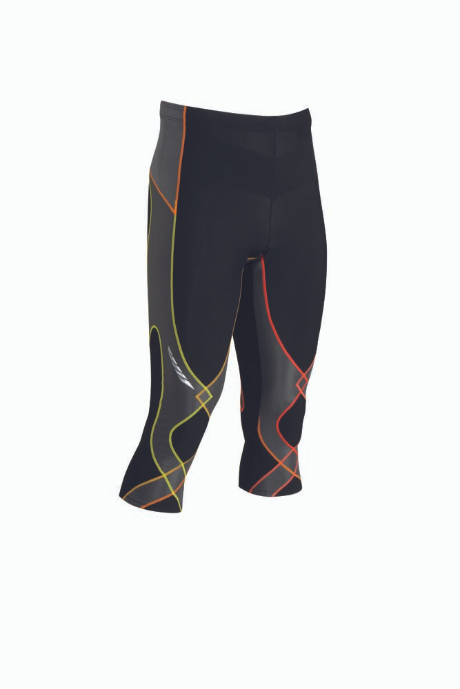 CW-X - Men's Stabilyx Insulator 3/4 Compression Tight, Black/Yellow/Orange