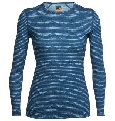 Icebreaker-W`s Oasis LS Crewe Diamond Line, Ice Blue/Largo