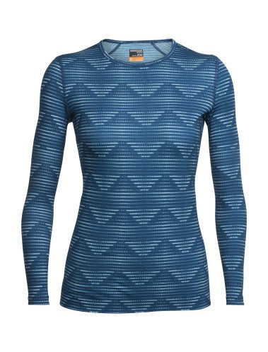 Icebreaker-W`s Oasis LS Crewe Diamond Line, Ice Blue/Largo