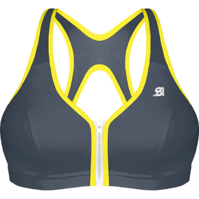 Shock Absorber - Active Zipped Plunge Bra, Grey/Yellow