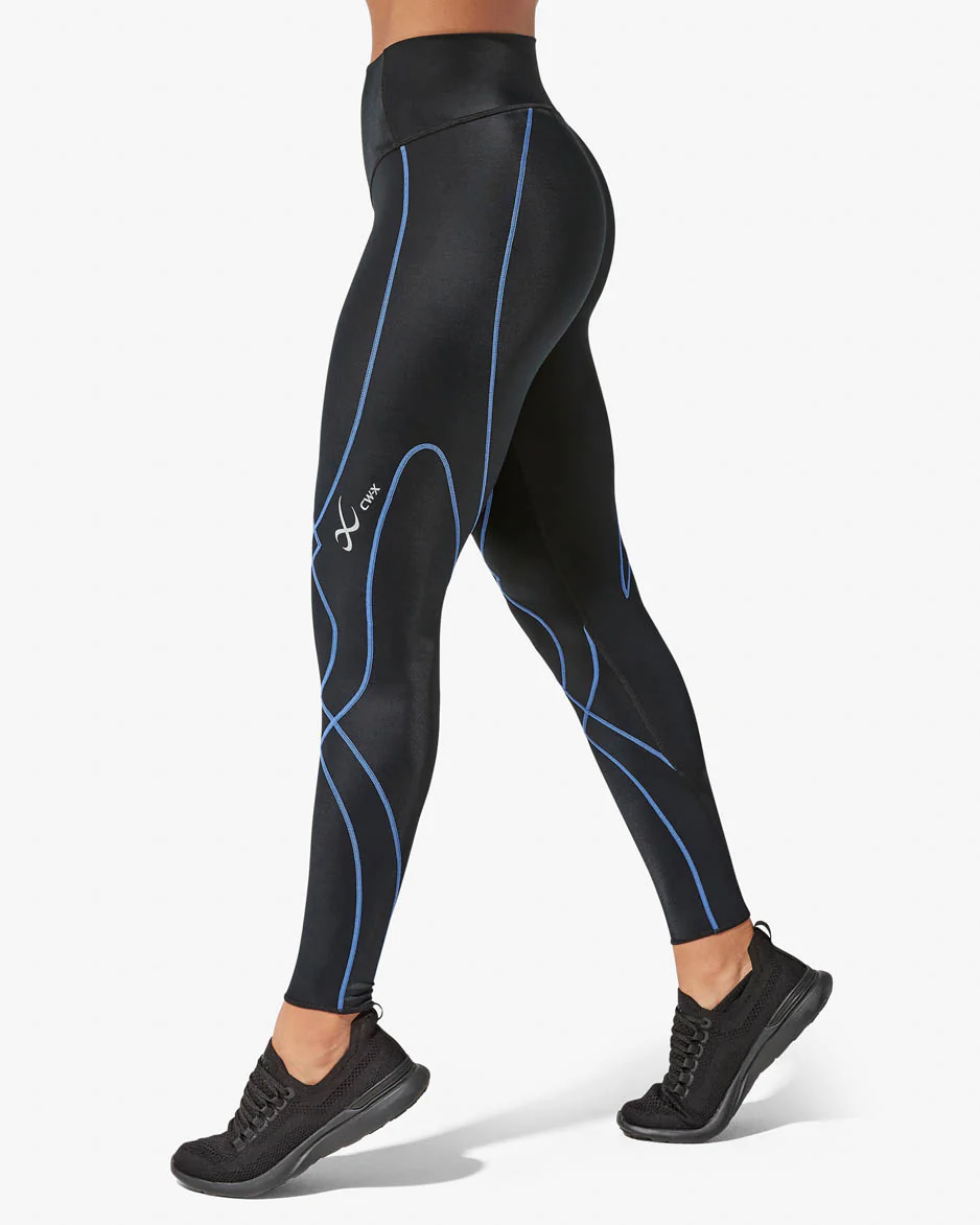 CW-X - Women's Stabilyx 2.0 Compression Tight, Black/Sky Blue
