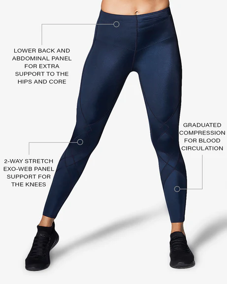 CW-X - Women's Stabilyx Compression Tight, True Navy/Hot Coral - Bilde 7